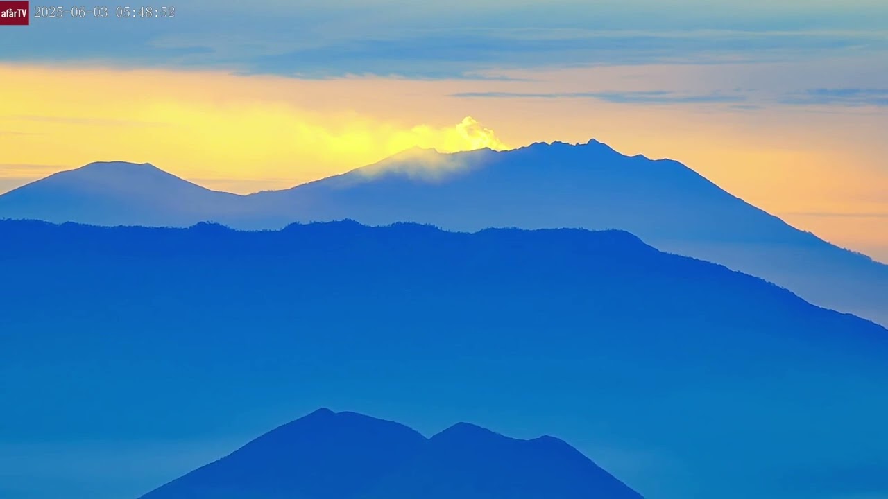 Jun 3, 2025: Gas Plume Rises at Sunrise from Indonesia’s Raung Volcano