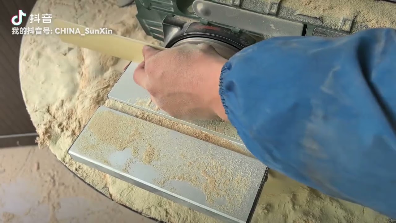 Polishing bamboo strips in bamboo bow making