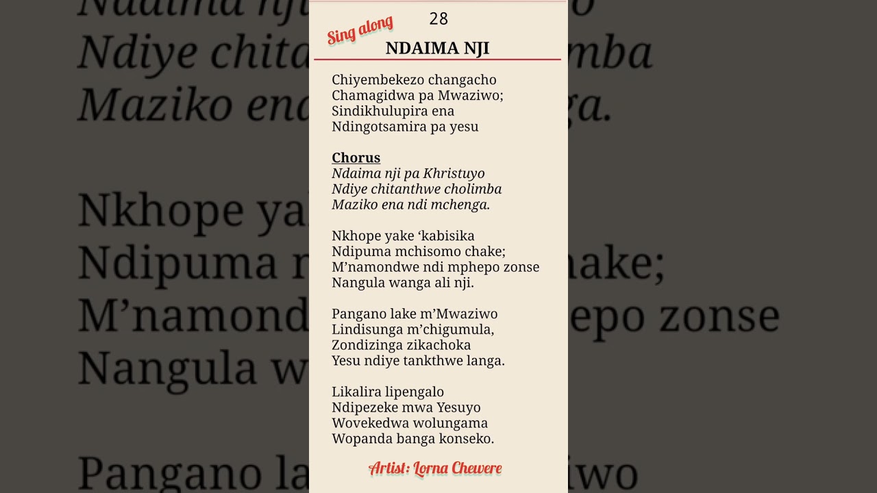 Ndaima Nji / On Christ the Solid Rock by Lorna Chewere (Sing-Along)
