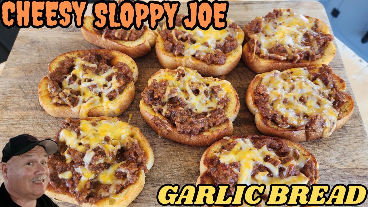 Cheesy Sloppy Joe Garlic Breads on the Blackstone Griddle