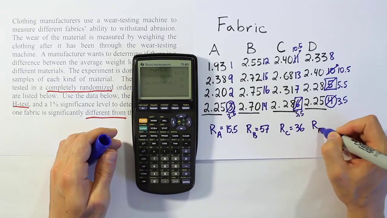 Performing a Kruskal-Wallis H-Test in Nonparametric Statistics, Problem 1