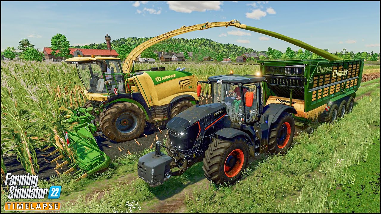 Измельчение кукурузы с помощью KRONE BIG X 1180 и JCB FASTRAC 8330 | #Zielonka Ep.61 | #FS22 PREM...
