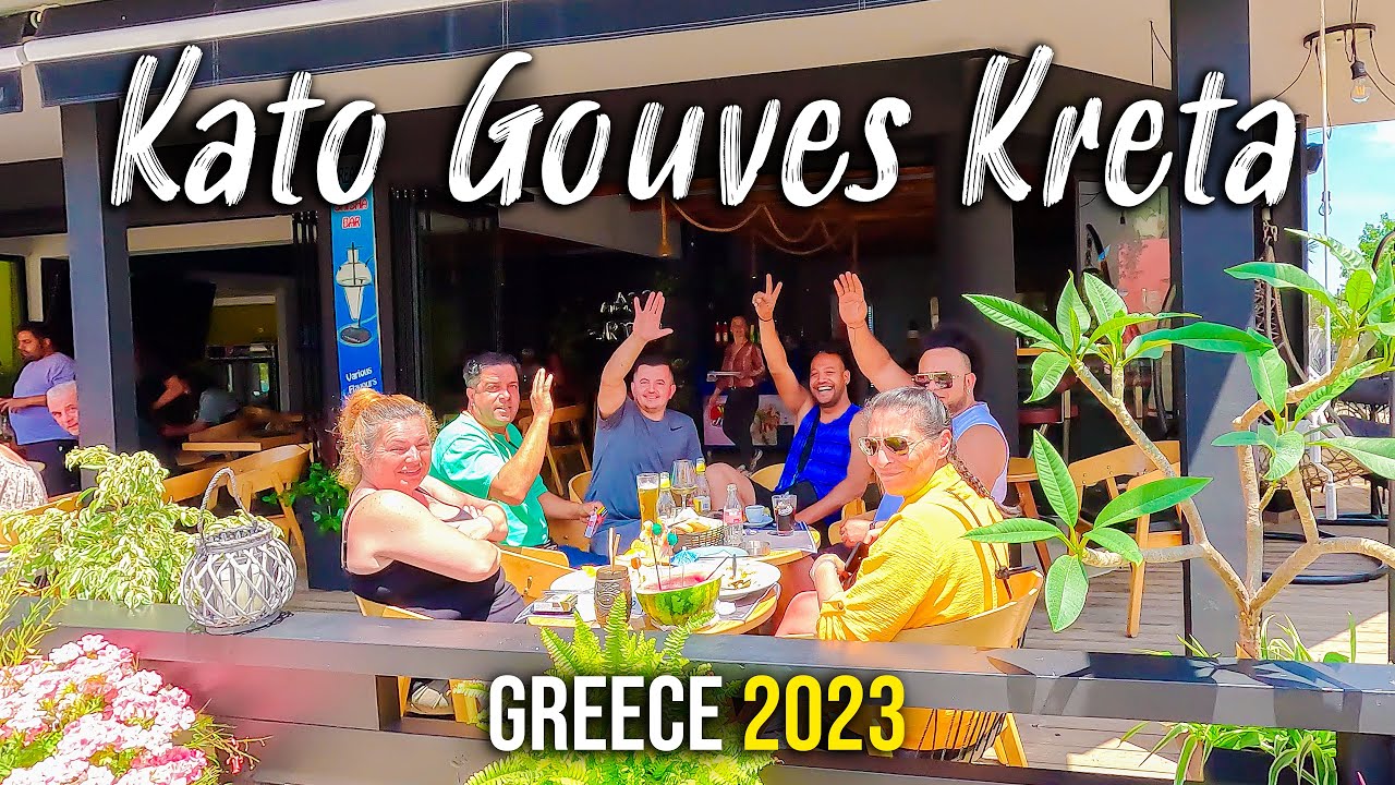 Kato Gouves, Crete, walking tour 4k, Kreta, Greece 2023
