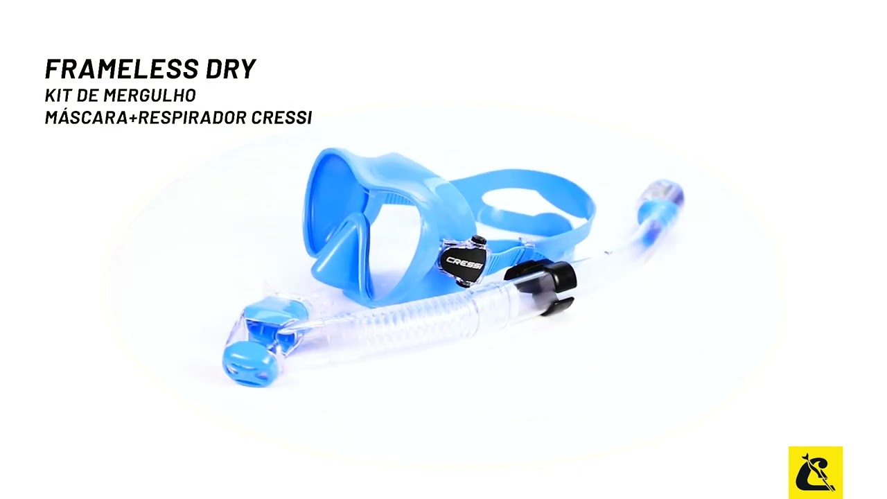 Kit de Mergulho M&aacute;scara + Respirador Cressi Frameless + Supernova Dry: Visibilidade e Seguran&ccedil;a