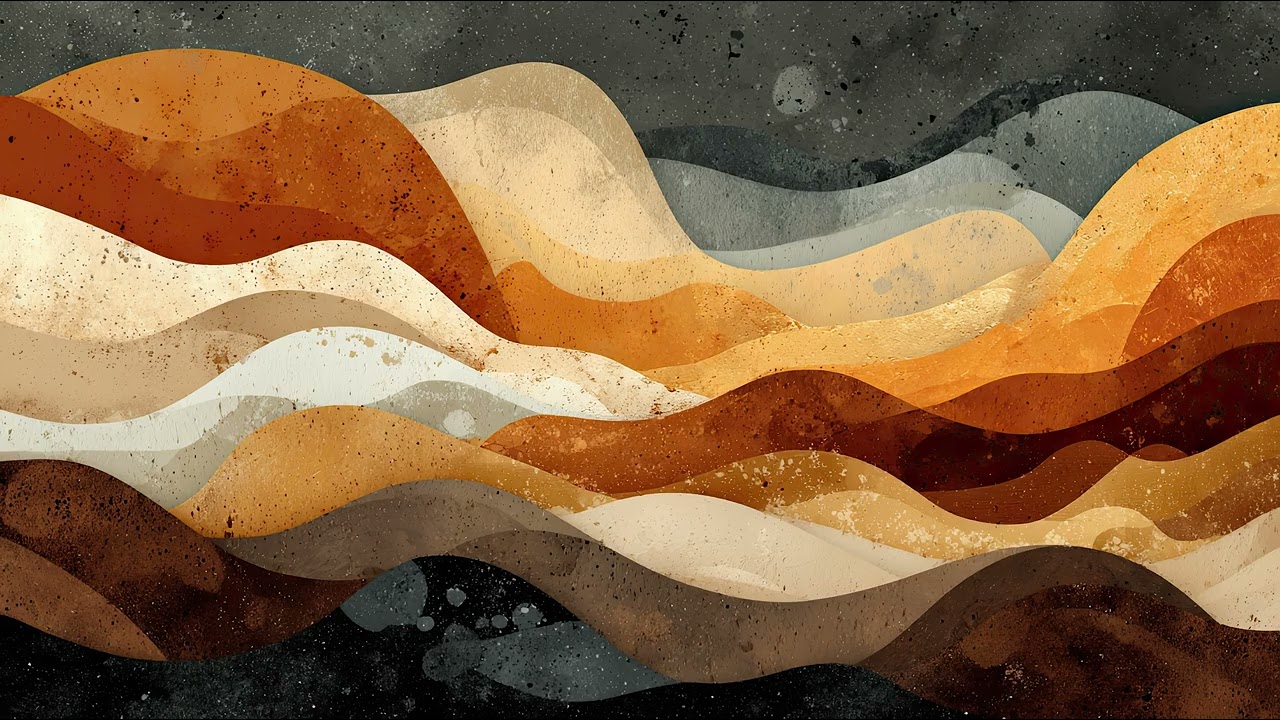 Modern art - warm tones abstract waves. 1 hour 4K TV Wall Art screensaver.