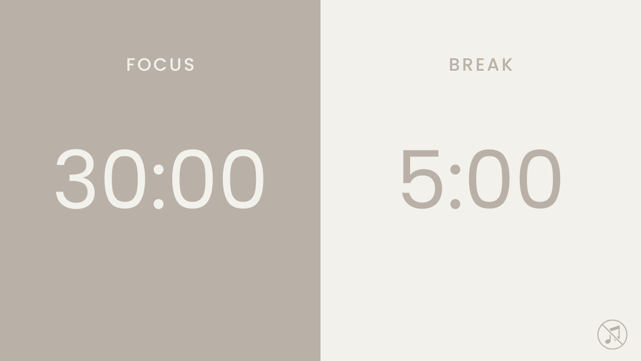 30/5 Pomodoro Timer | 3 x 30 min | Focus | Study | Reflection | Productivity