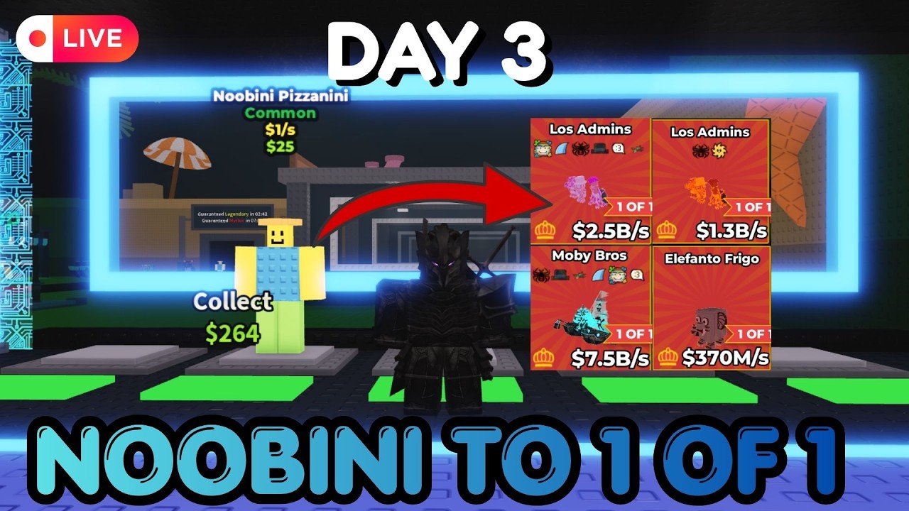 🔴 LIVE NOOBINI TO 1 OF 1 (DAY 3)! #shorts #roblox