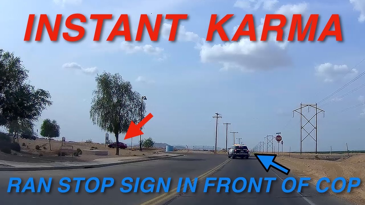 INSTANT KARMA: Stop Sign Runner Gets Pulled Over by Cop
