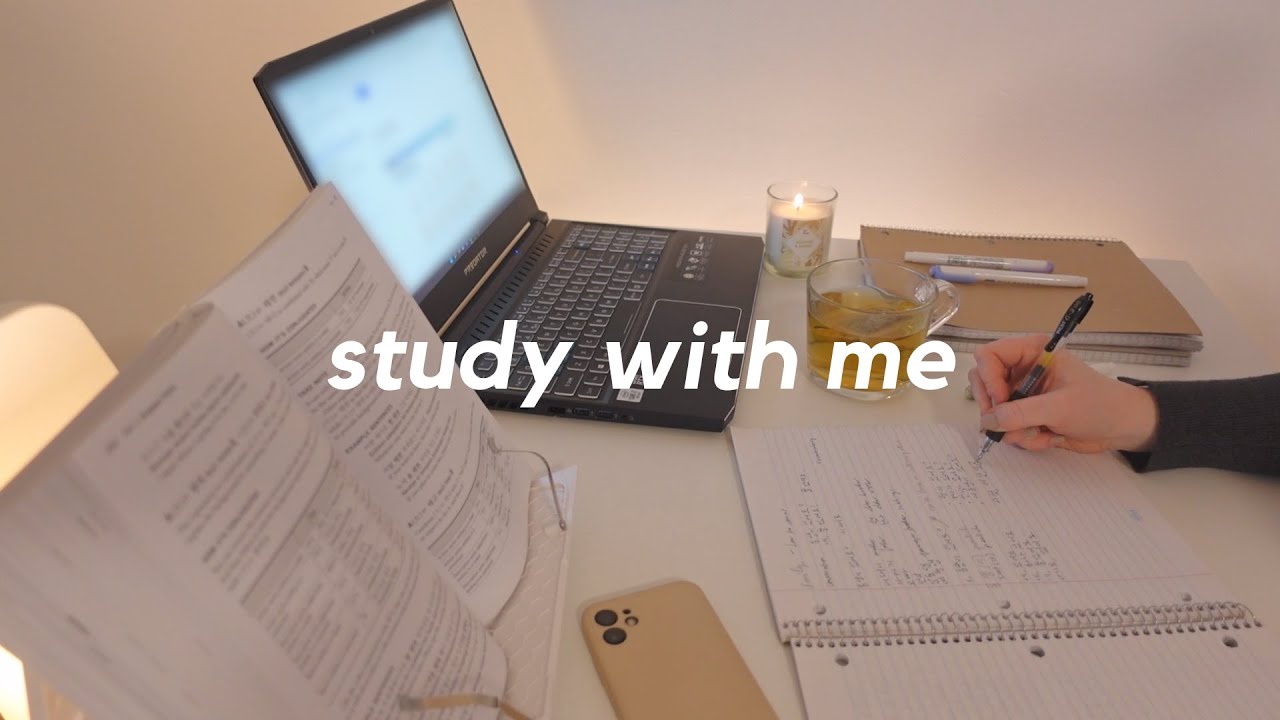 STUDY WITH ME with fire crackling sounds 🔥 night time, 1 hour