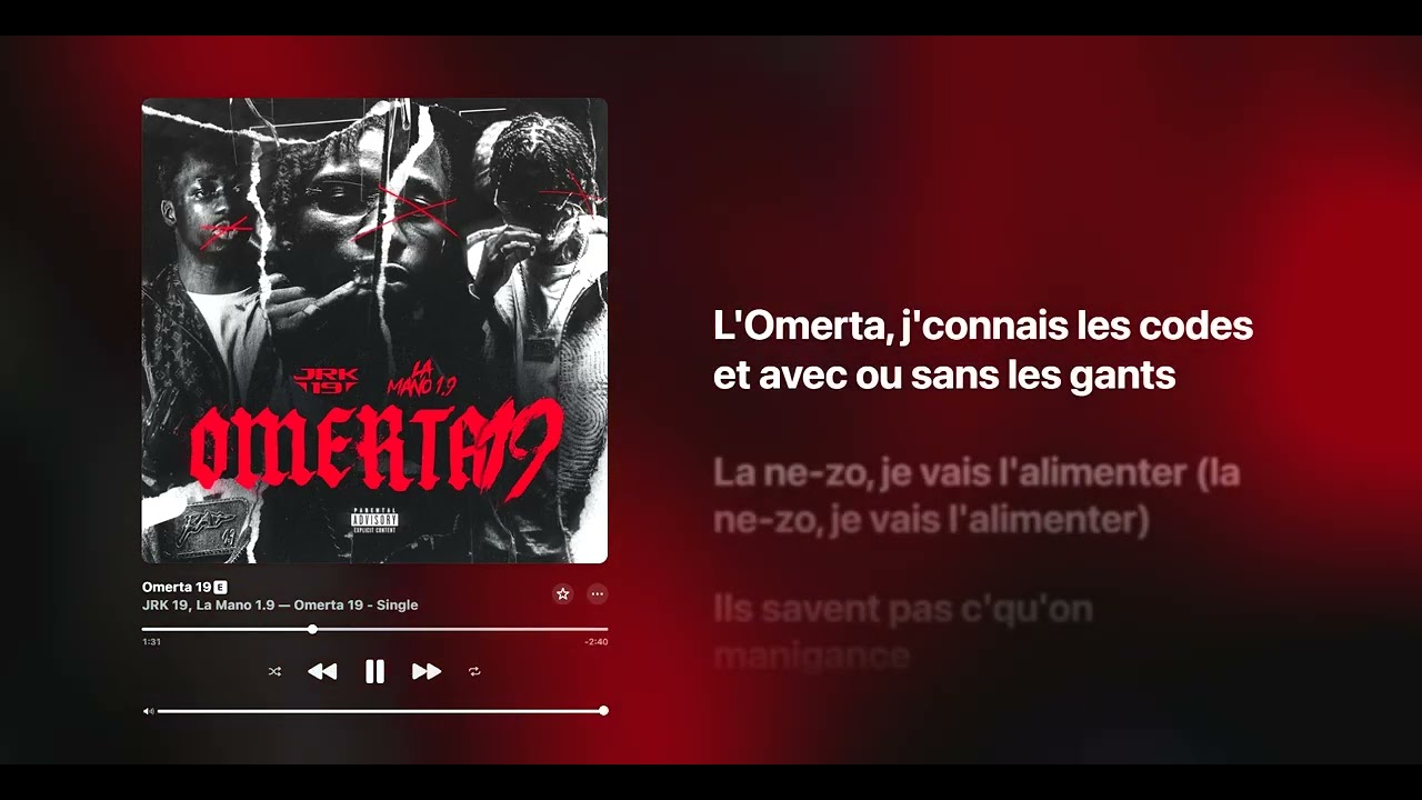 JRK 19, La Mano 19 -Omerta 19 (Paroles/Lyrics)