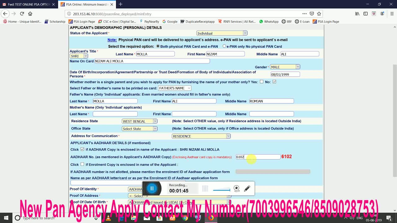 How To Apply Uti New Pan Pre  From Entry for Psa login