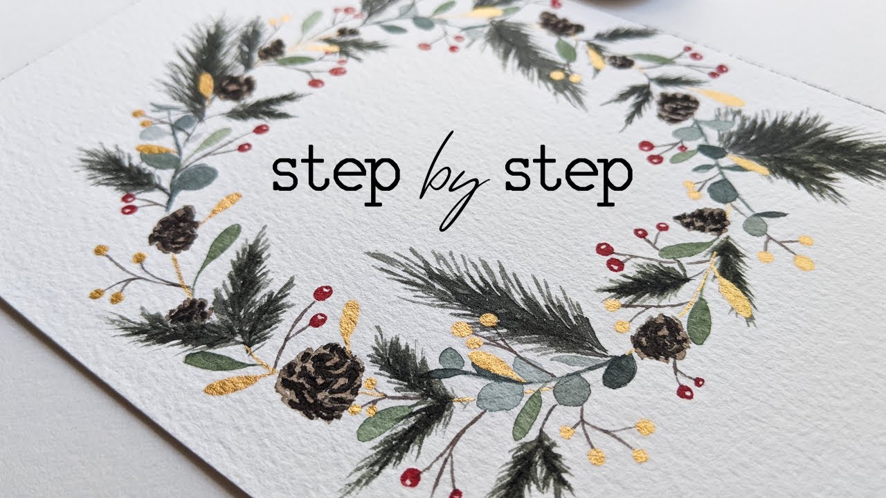 DIY Holiday/Christmas Watercolor Wreath Tutorial | Beginner Friendly | Paint With Me