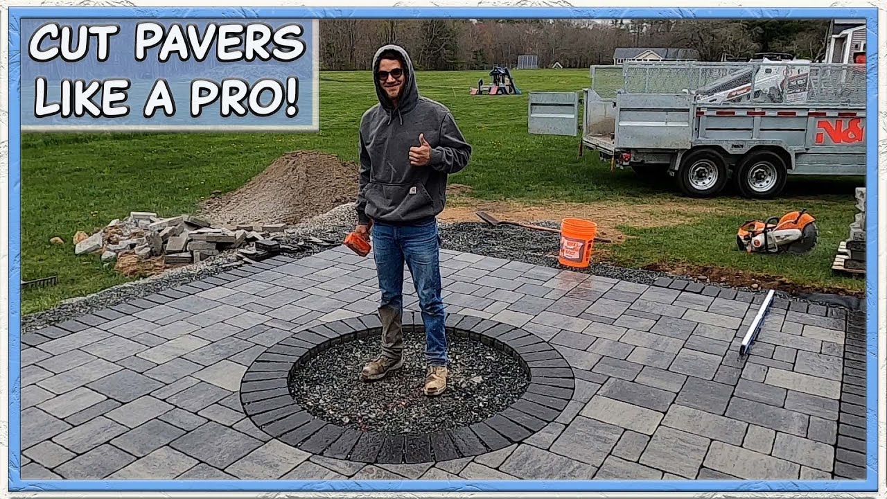 Cutting Pavers for a Circular Concrete Block Firepit Install