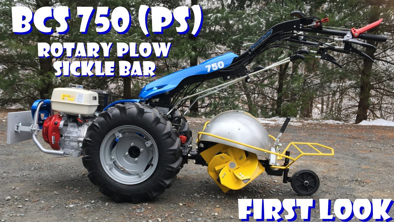 BCS 750 Tractor: Swivel Rotary Plow + Sickle Bar Attachment - First Look