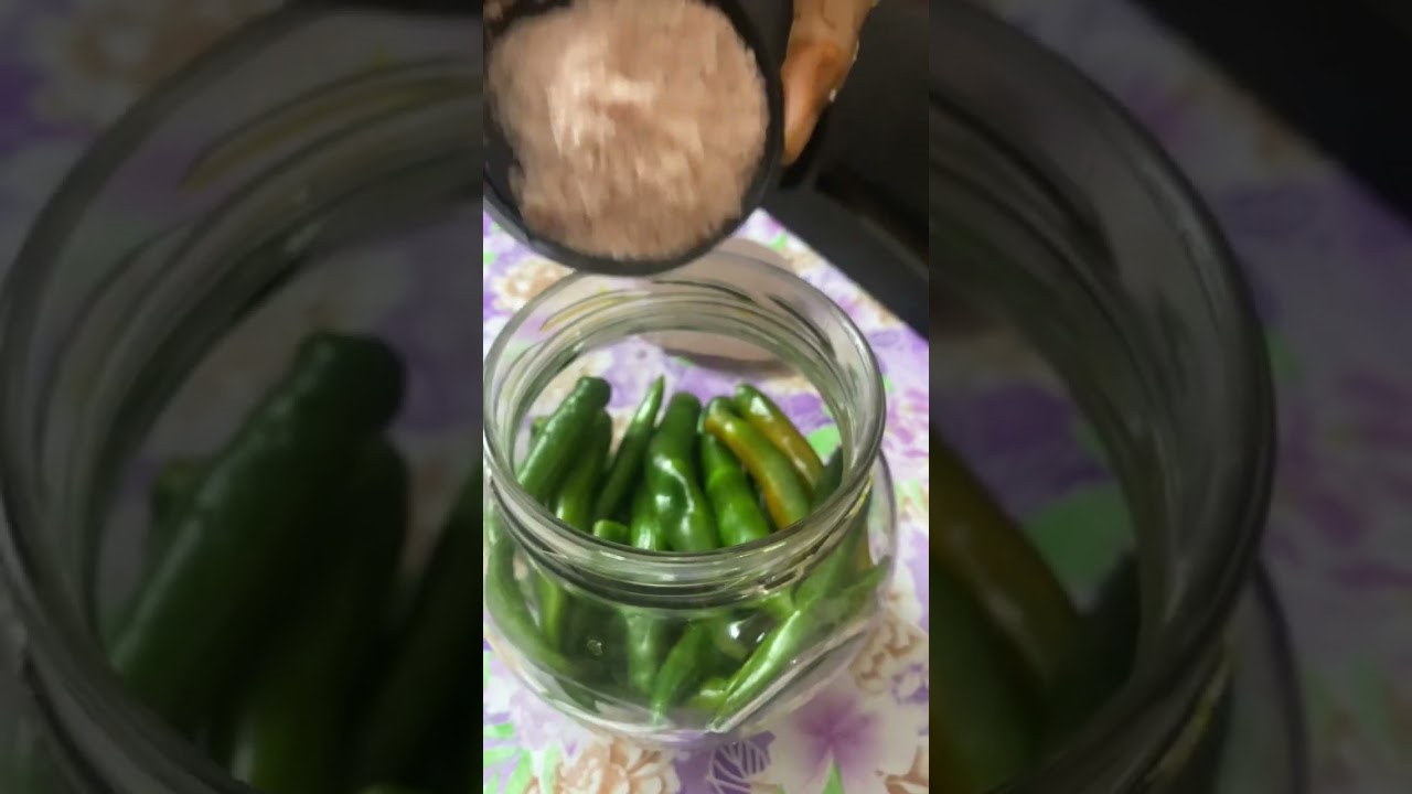 Green chillies 🌶️ + vinegar +salt #winterspecialrecipe  #zeherakitchen