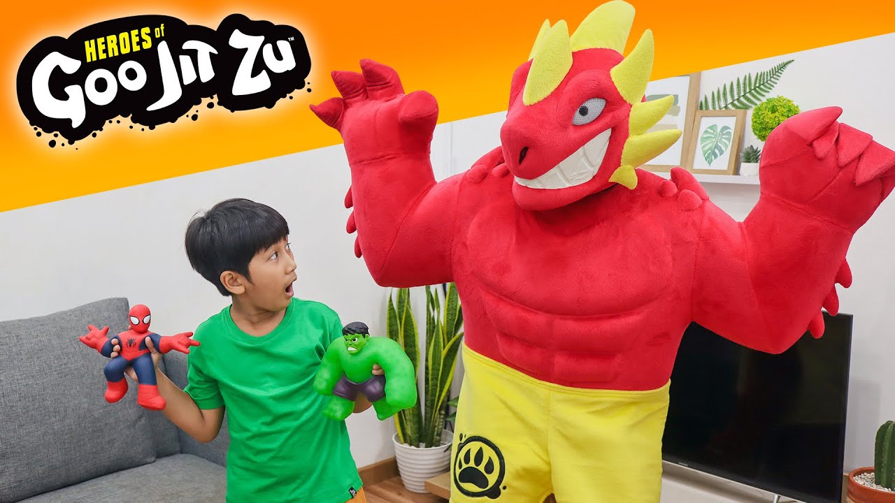 WOW!! Ada Hero GooJitZu di Rumah Ziyan - Unboxing Goo Jit Zu Dino Power & Marvel Heroes
