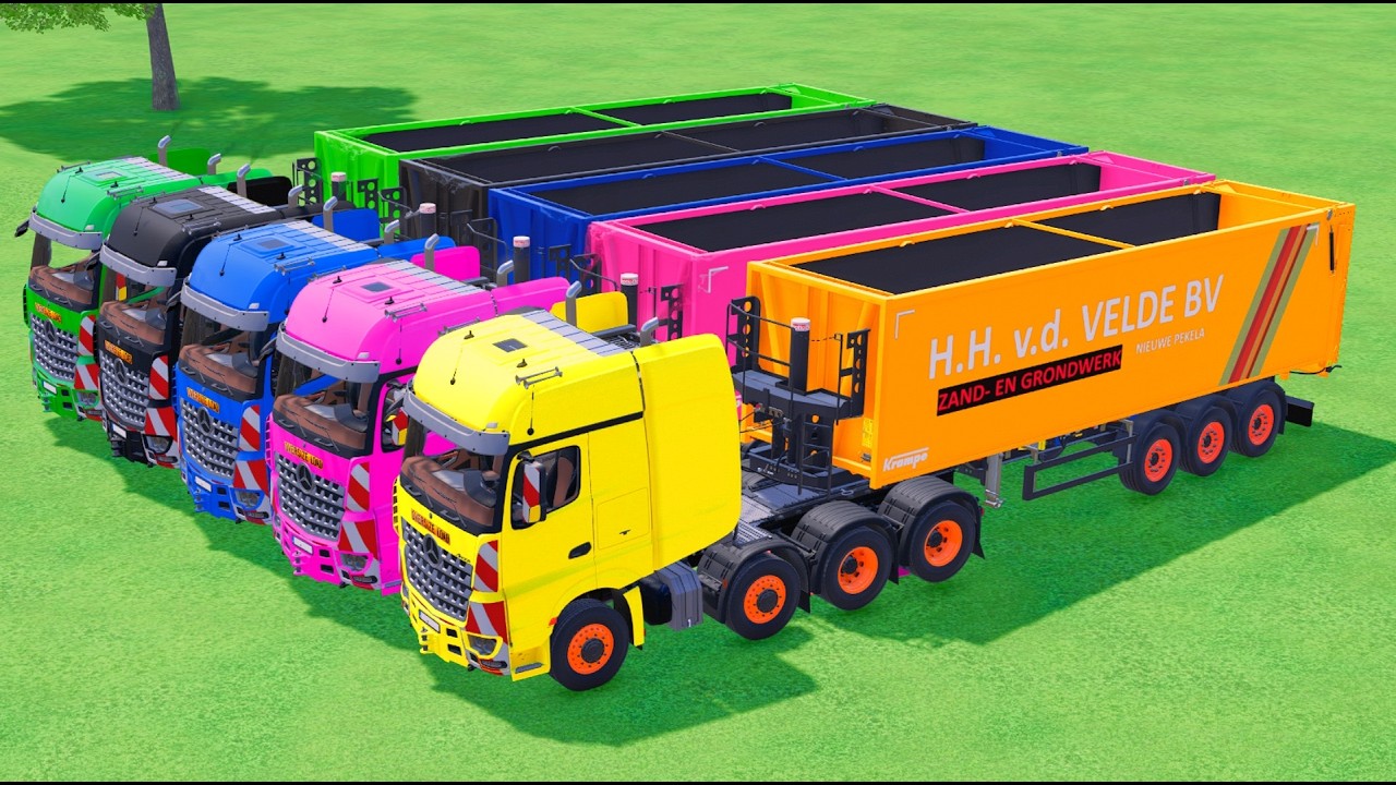 TRANSPORTING COLORFUL RAINBOW TRAILER TRUCKS - ANIMAL FEED - Farming Simulator 22 #25
