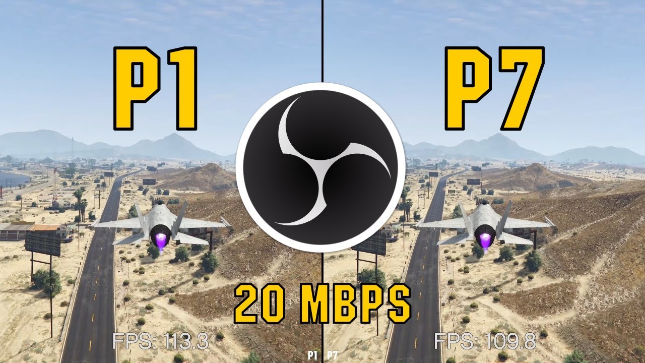 OBS Studio NVIDIA NVENC P1 vs P7 Quality Comparison at 20Mbps