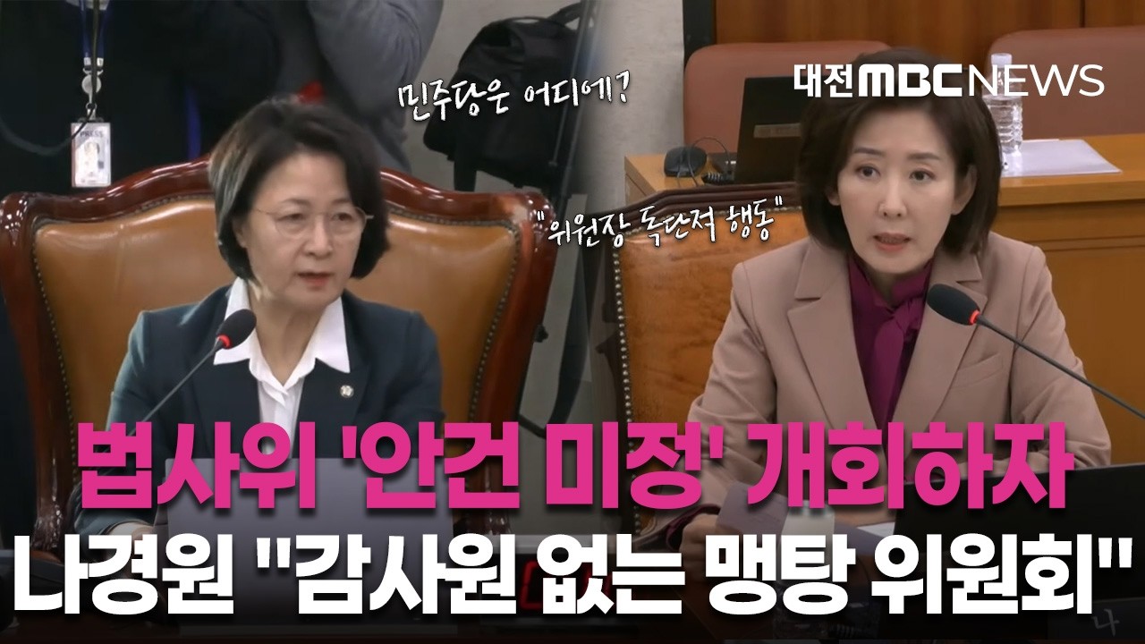 법사위 '안건 미정' 개회하자 나경원 