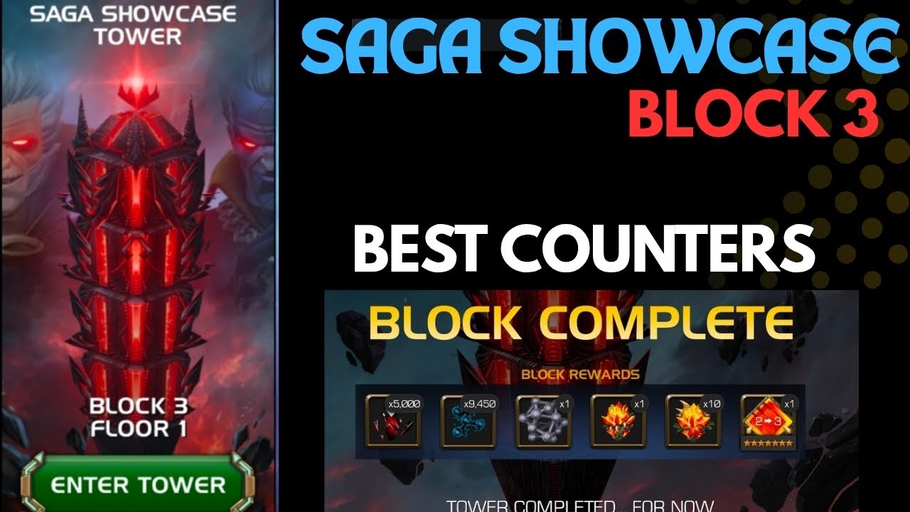 Saga showcase tower Block 3 | Best counters for easy completion| - mcoc 