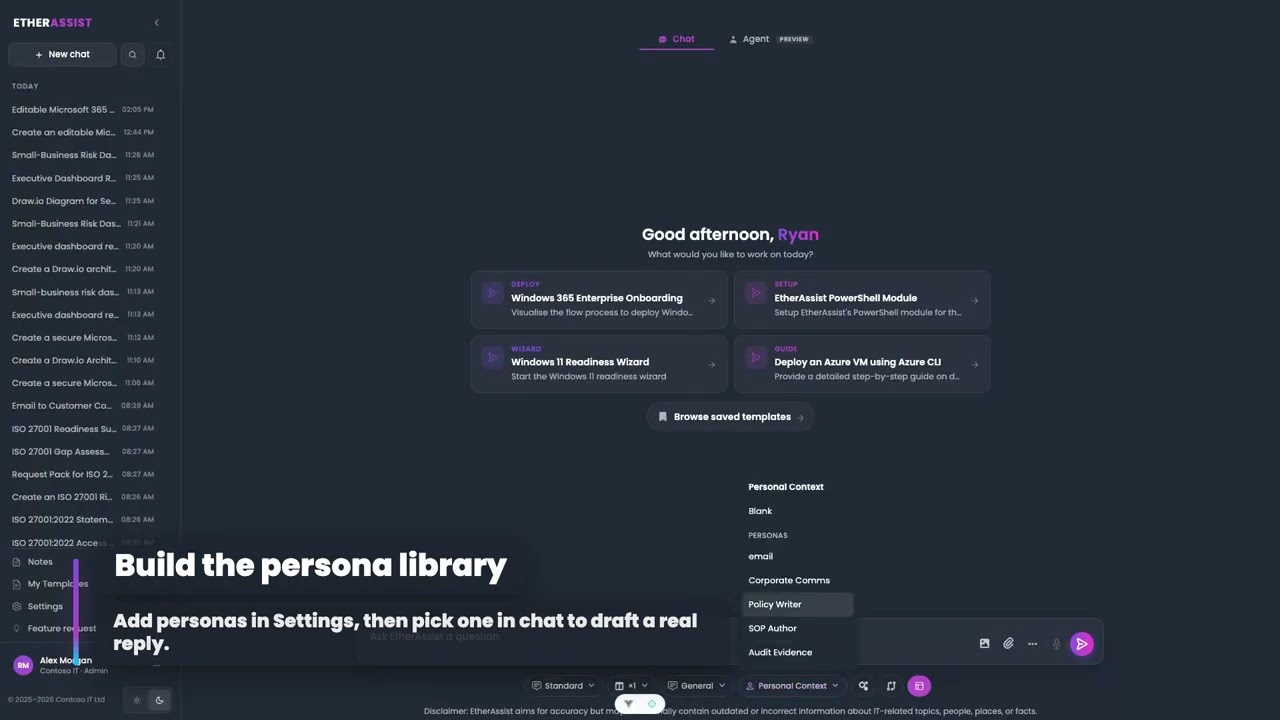 EtherAssist Personas | Build Reusable AI Writing Styles