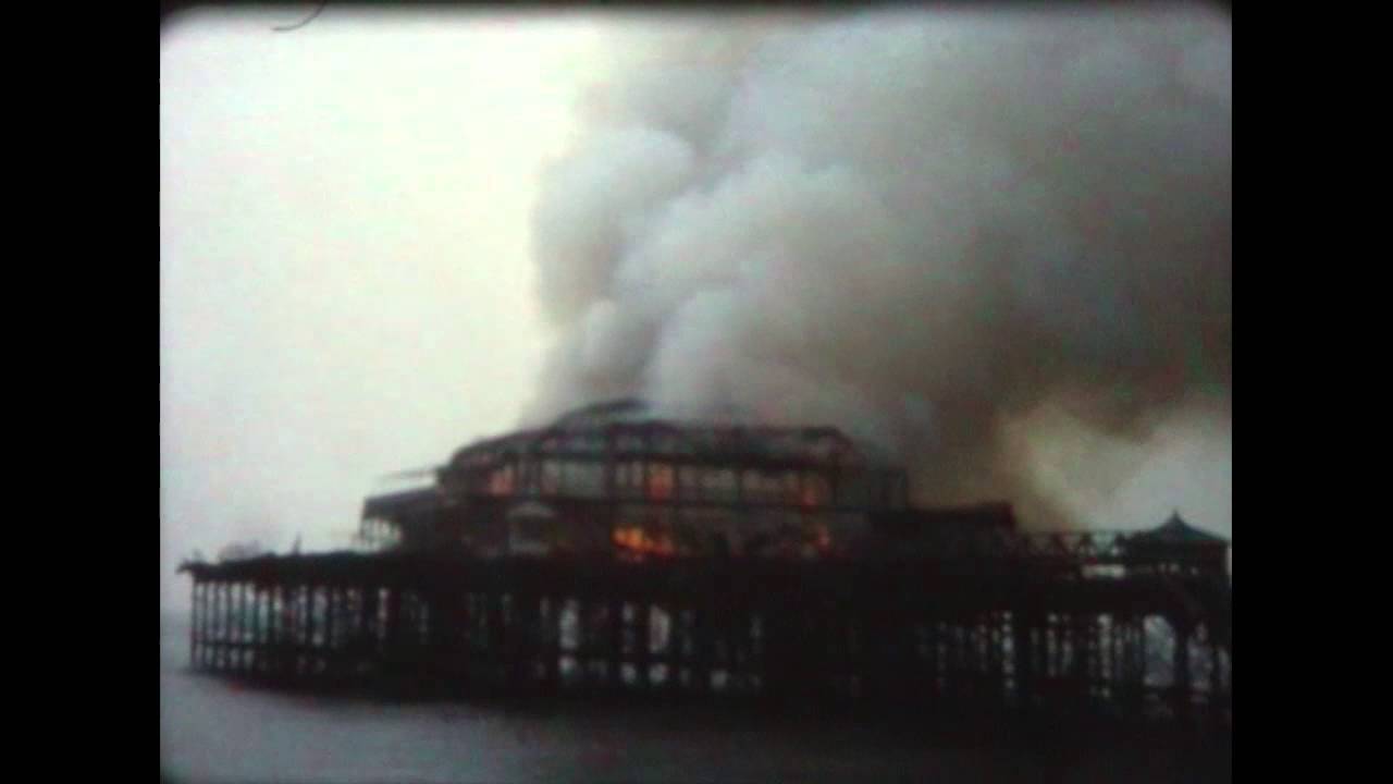 (SD) Brighton & Hove West Pier on Fire 2003 - filmed on old 16mm Bolex Camera