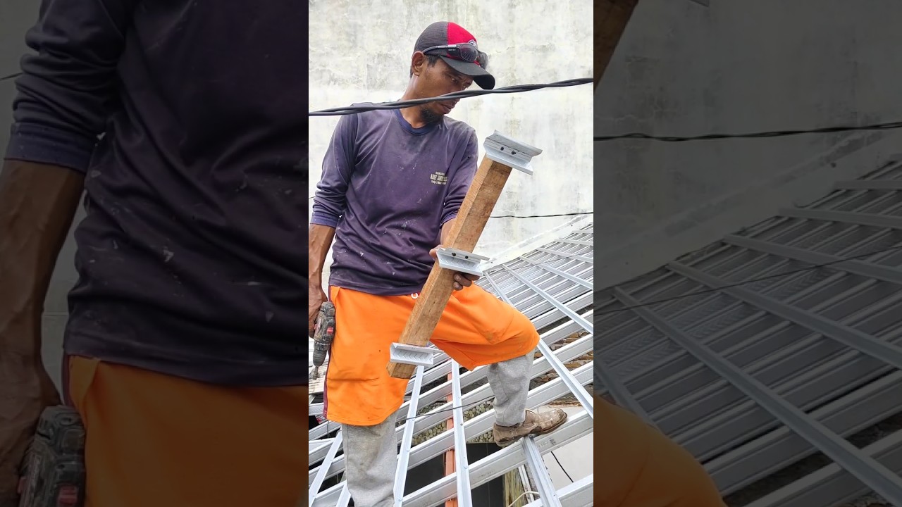 simple tool for measuring the installation of light steel roofs #building #construction #satisfying