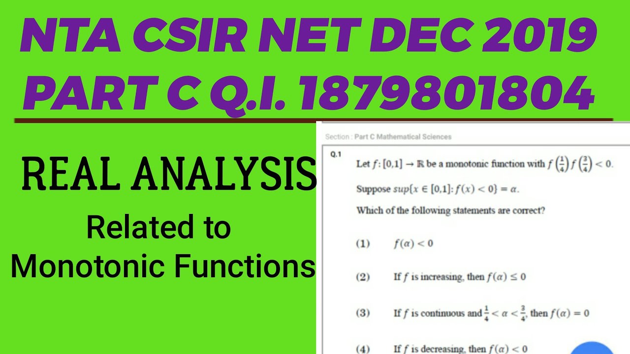 #NTA CSIR NET DEC 2019 || Real analysis