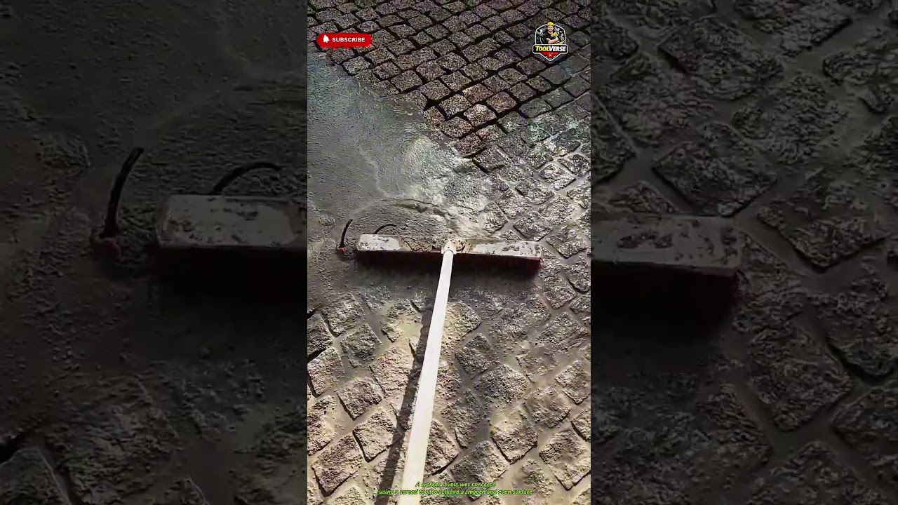 Concrete Leveling Process Using a Screed Tool for a Smooth Surface #construction