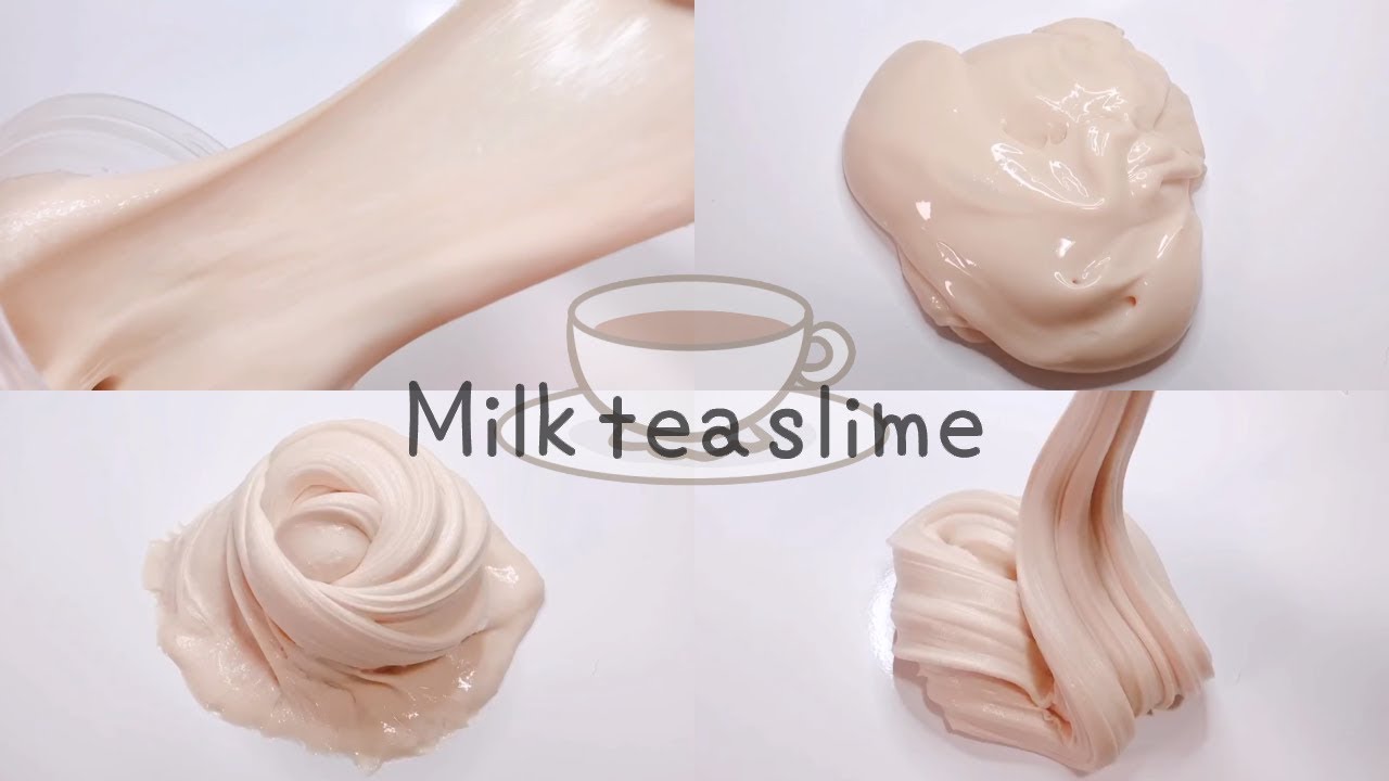 【ASMR】ミルクティ☕️スライムを作ってみた【音フェチ Slime 슬라임】