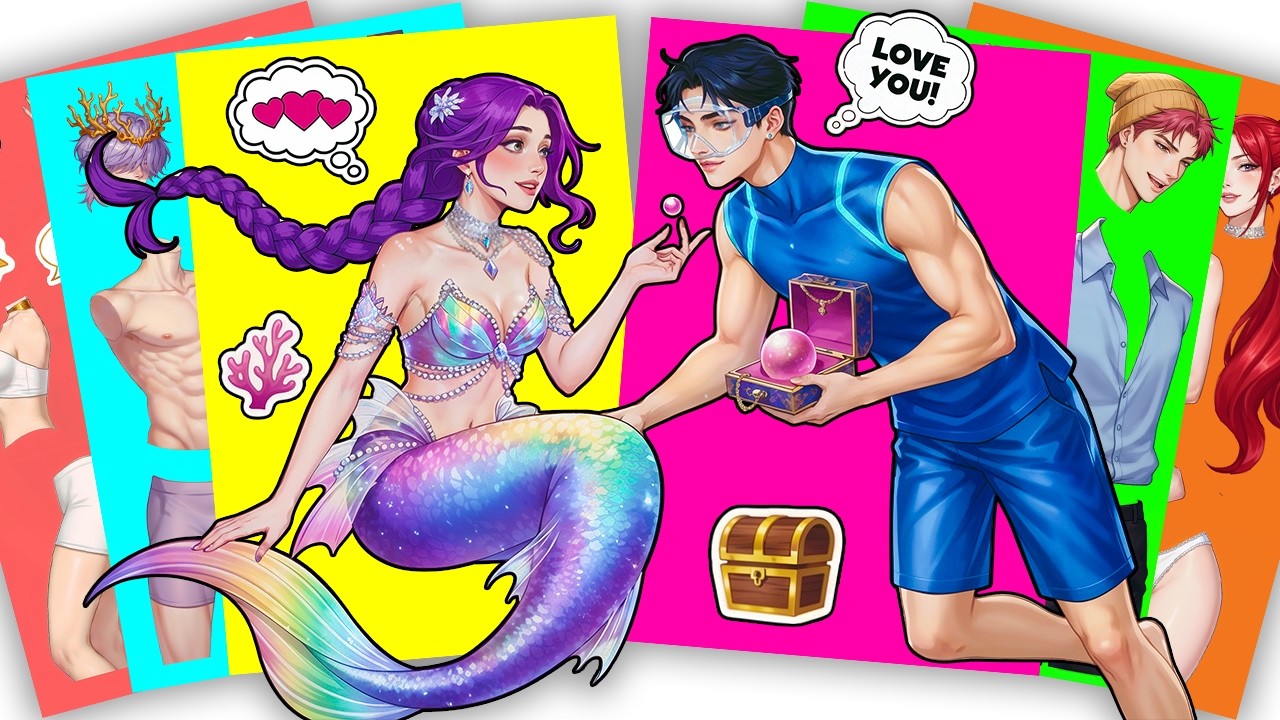 [🌊paper diy🌊] Caught a Mermaid! 🎣🥰 HUNTRIX RUMI x SAJABOYS JINU | KPOP DEMON HUNTERS Sticker Book