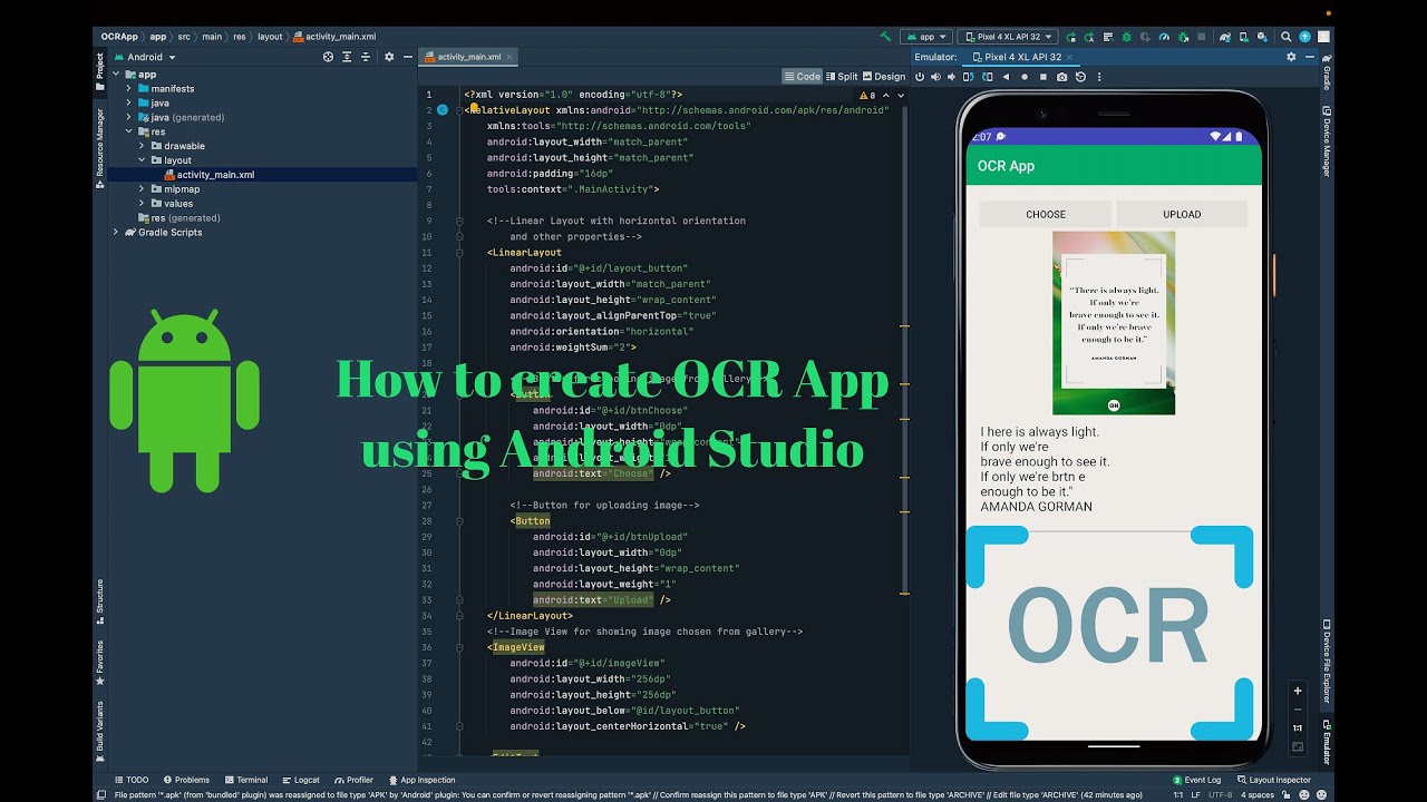 How to create OCR App for Android using Android Studio
