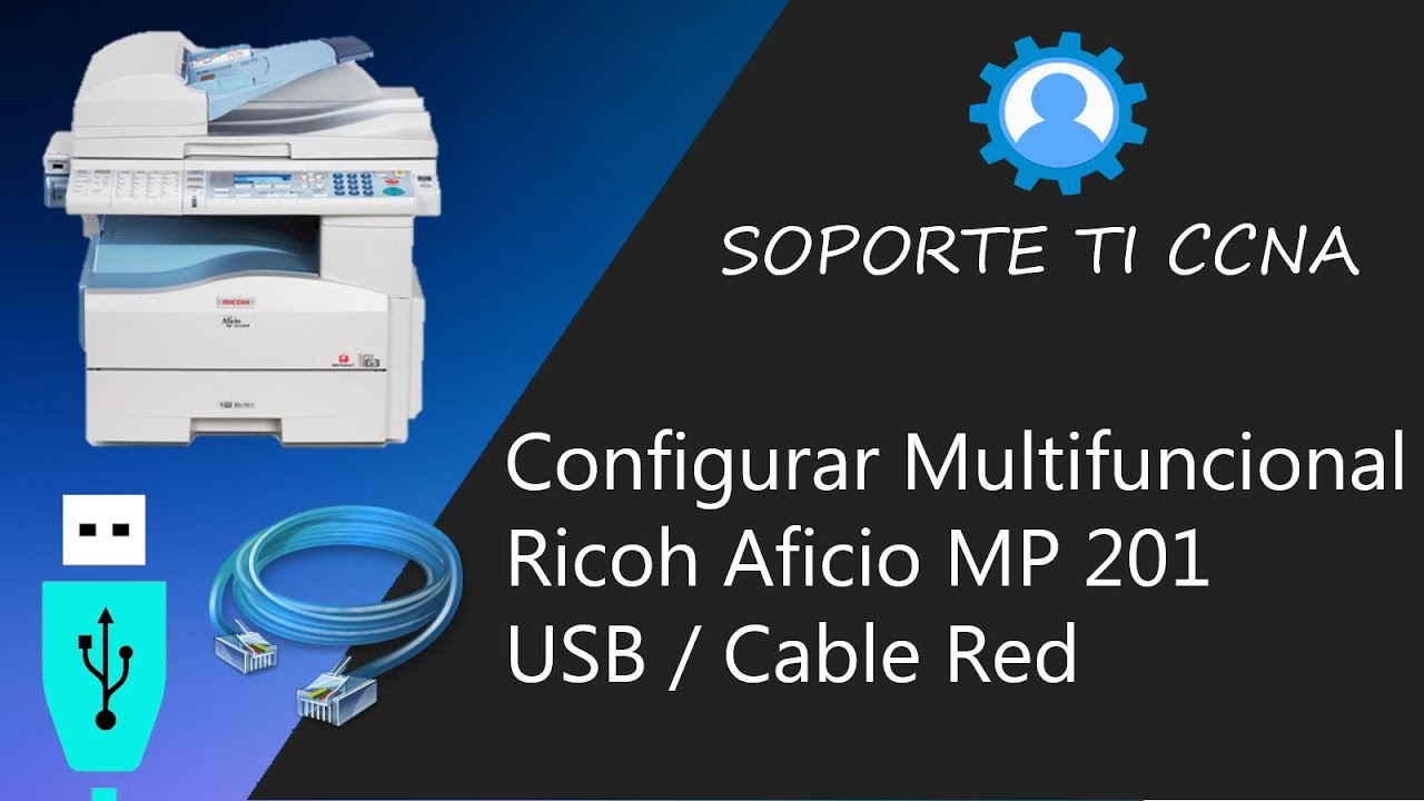 Multifuncional Ricoh Aficio Mp 201 Vía Usb y Cable Cruzado de Red