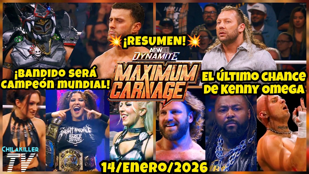 &iexcl;BANDIDO SERA CAMPEON! | AEW Dynamite: Maximum Carnage | 14 Enero 2026 | RESUMEN Y RESULTADOS
