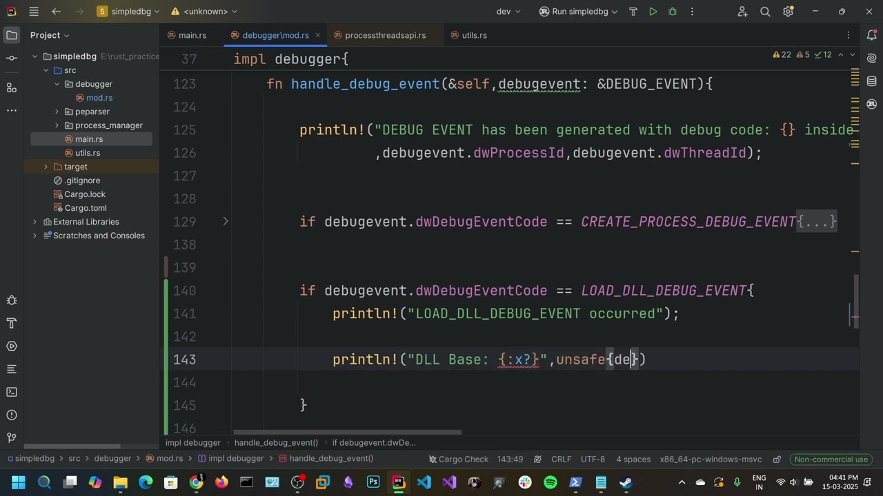 Writing Simple Debugger Part4:  Handling Debug Events