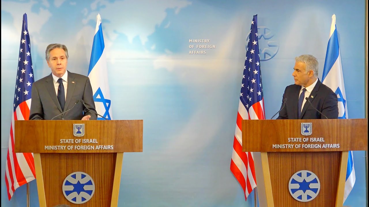 Antony Blinken meets with Israeli Foreign Minister Yair Lapid at the Foreign Ministry in Jerusalem