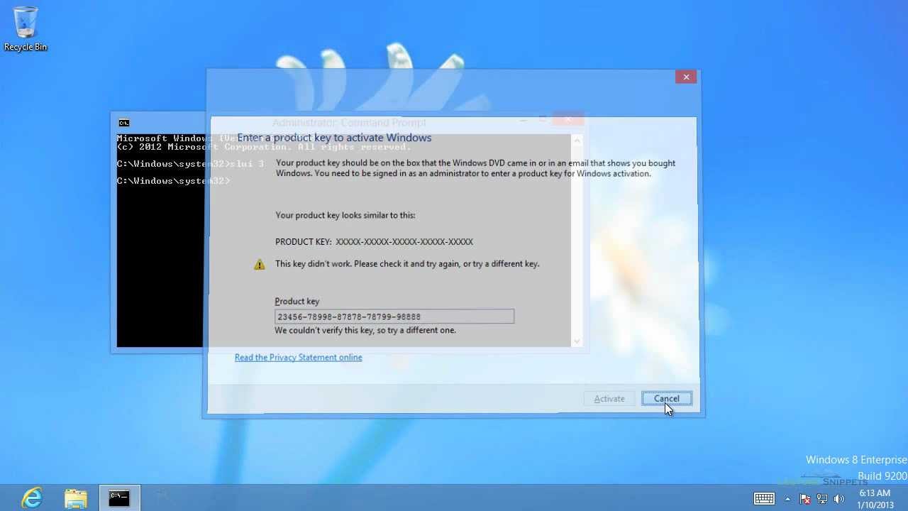 Windows 8 Product Key Activation