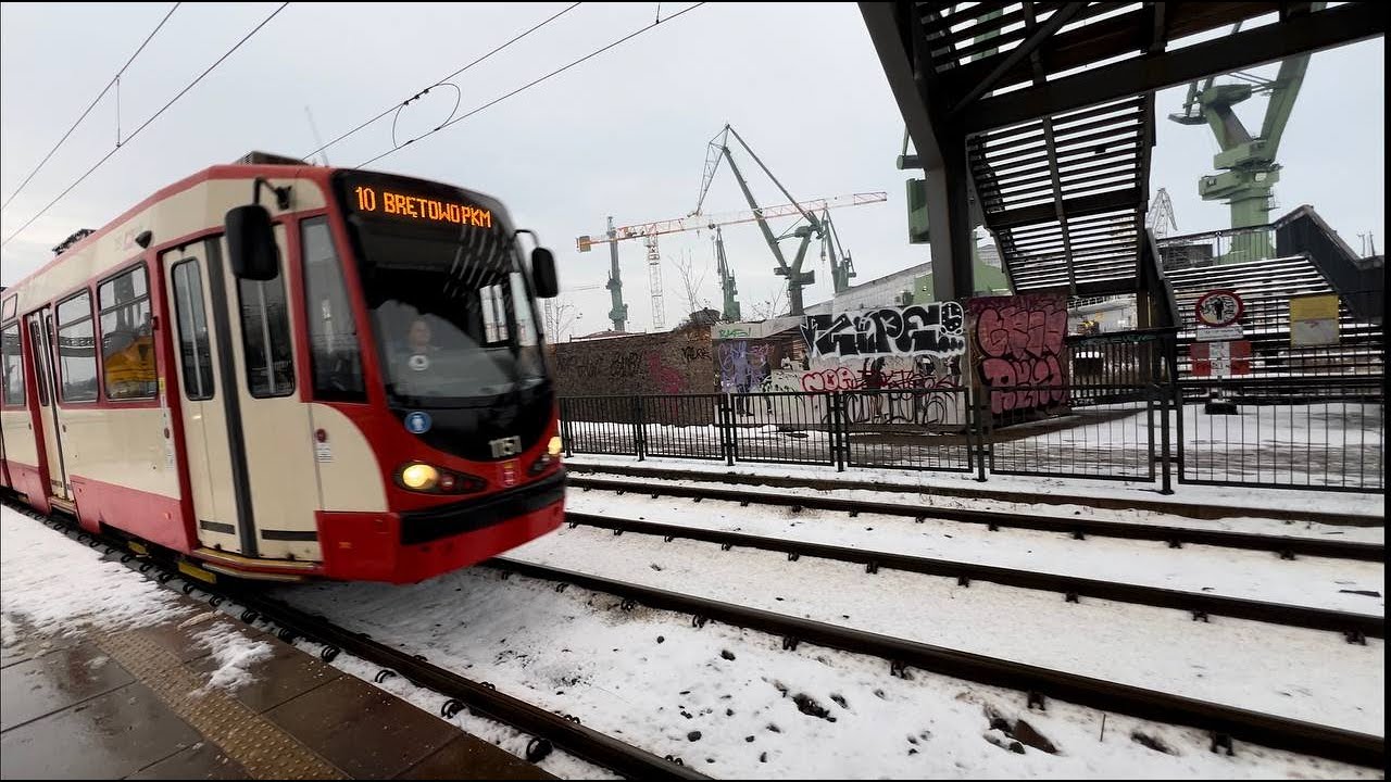 Poland, Gdańsk, Tram 10, ride from Stocznia to Dworzec Główny