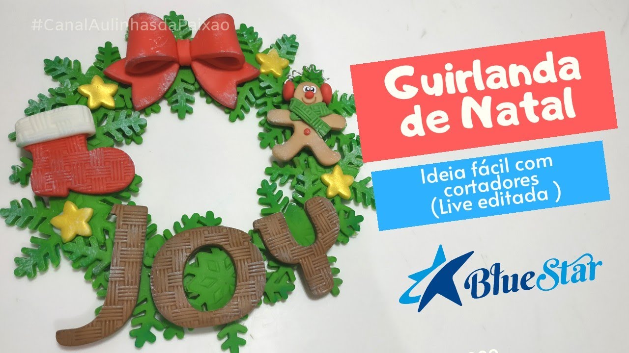 Guirlanda de Natal em biscuit com cortadores Bluestar (LIVE EDITADA)