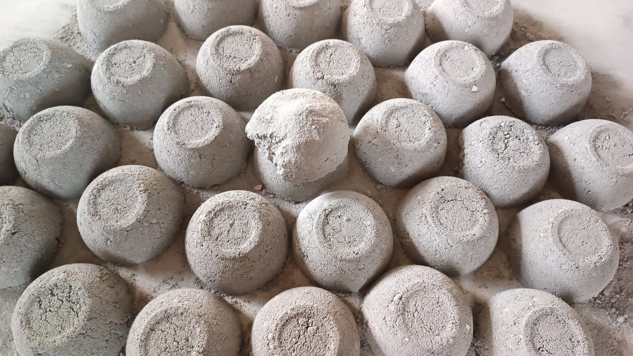 👉New Dust Volcano🌋 Pure Cement White Stones Bowls Dry Floor Crumbling + 💦 Bucket Mixing Paste Play 