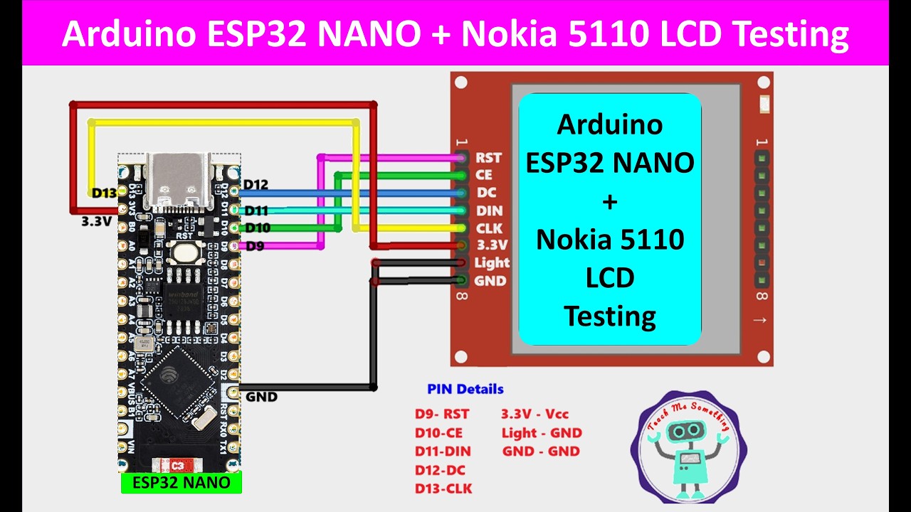 Arduino ESP32 Nano with Nokia 5110 LCD | ESP32 Nano Nokia 5110 LCD Display Test | PCD8544 Graphics