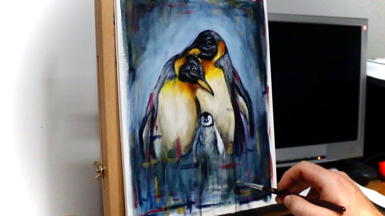 Painting a Penguin in Acrylics | TIME-LAPSE PAINTING