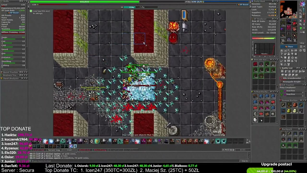 Sprawdzamy Tibia Winter Update 2025 - 128 Master Sorcerer + EK Hero Cave EXP 