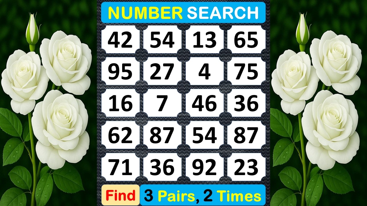 Number Search: Find Pair Numbers to Improve Your Memory. #braingame #memory #puzzle #quiz #match#413