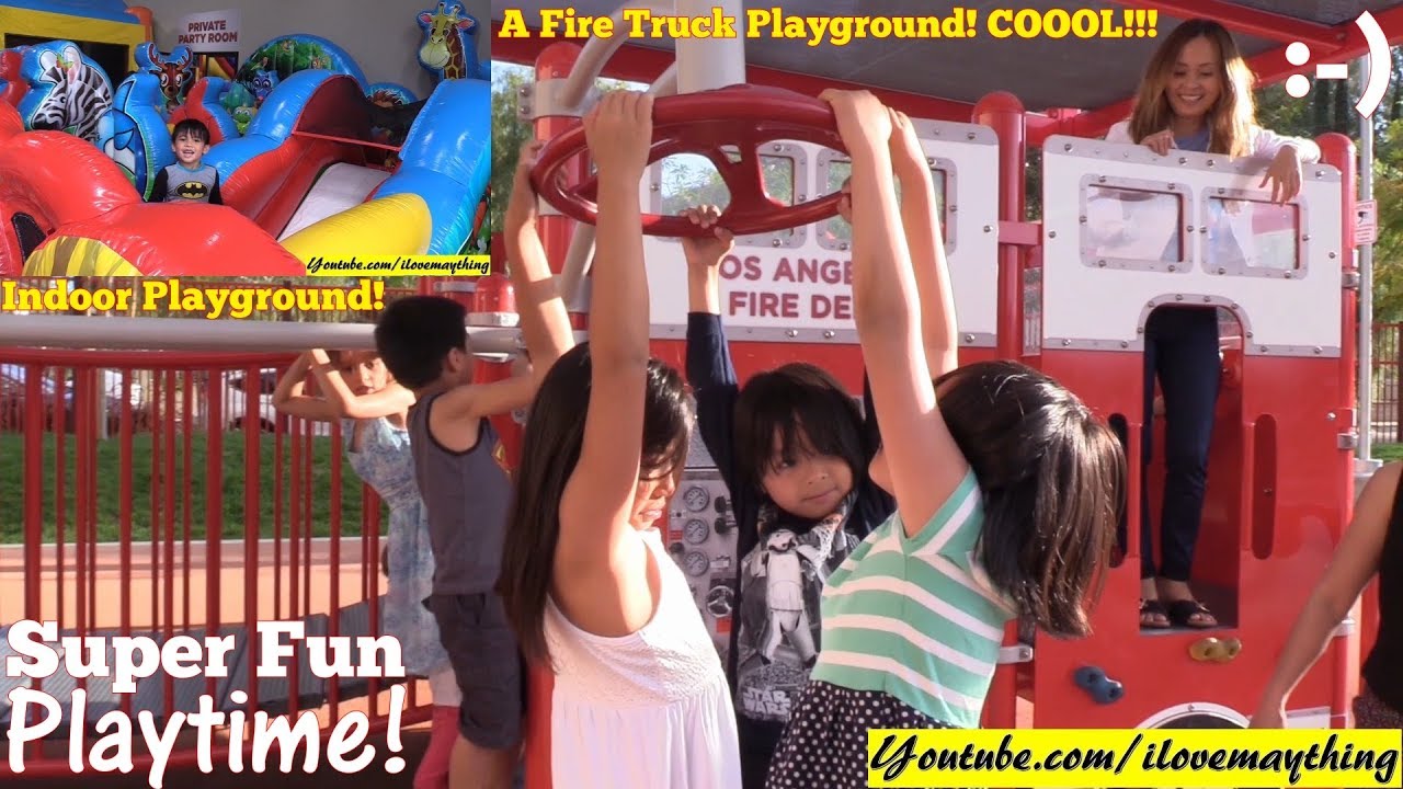Children's PLAYGROUND Playtime! Bouncers, Trampolines, Kiddie Slides and More! Train Ride!