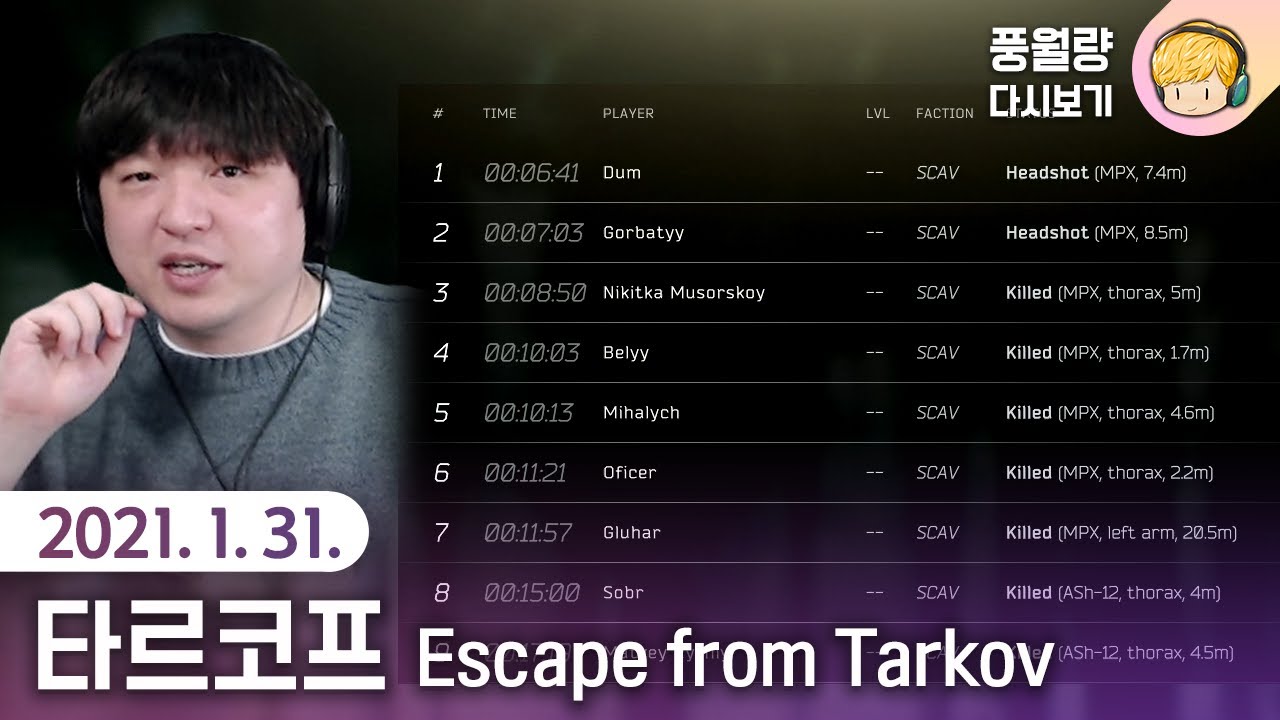 타르코프 Escape from Tarkov / 21.01.31 풍월량 다시보기