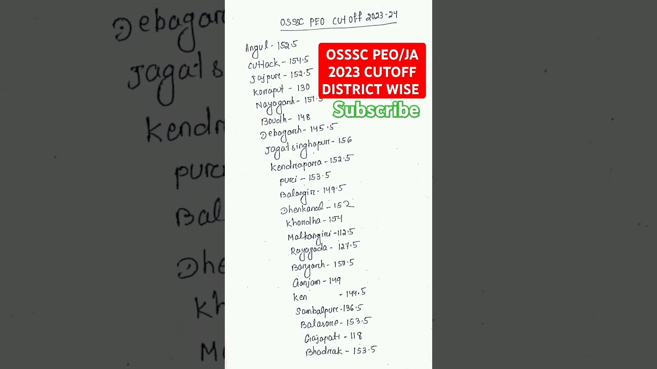 osssc peo Previous year cutoff #ossscpeo