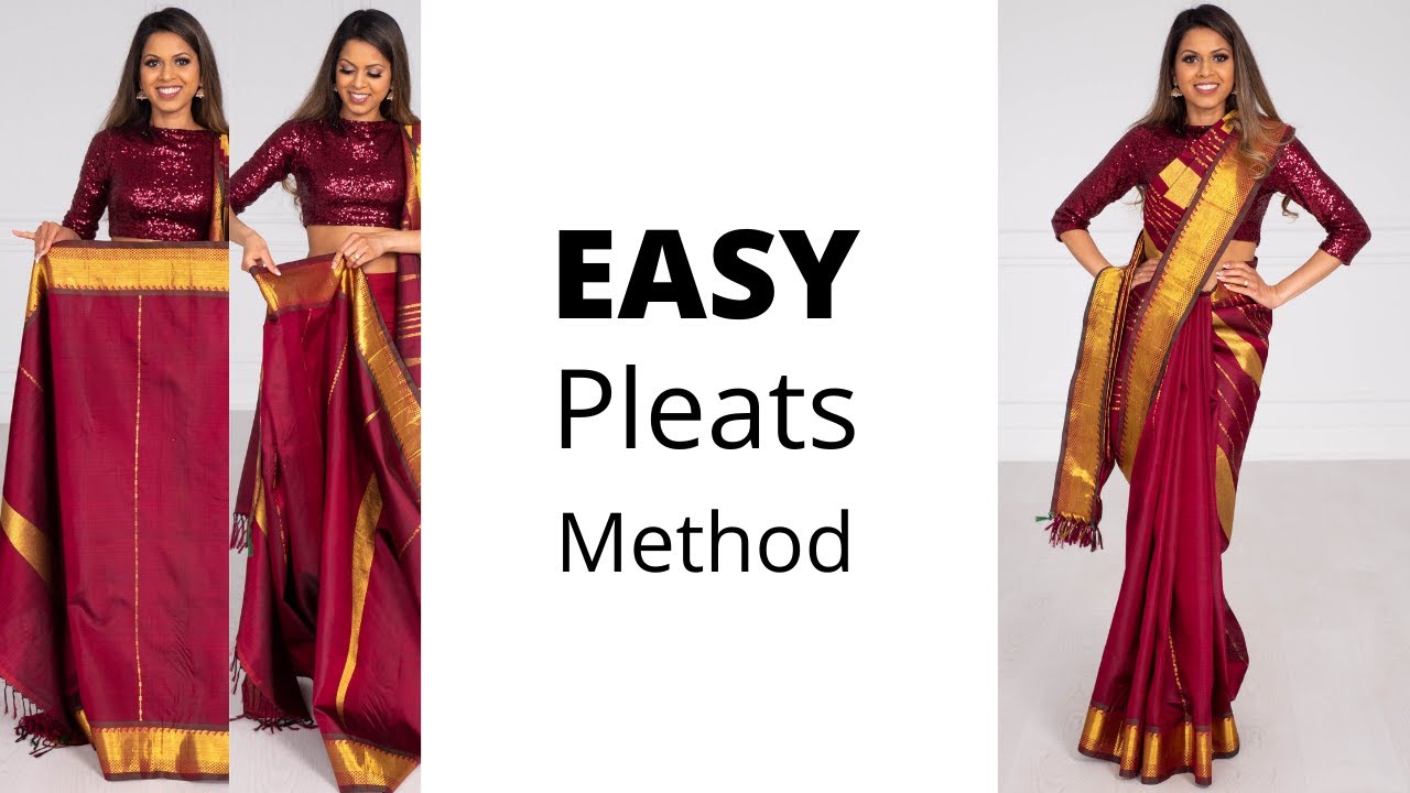 How to EASY QUICK Saree Pleats | How to Wear Saree for Beginners | Tia Bhuva