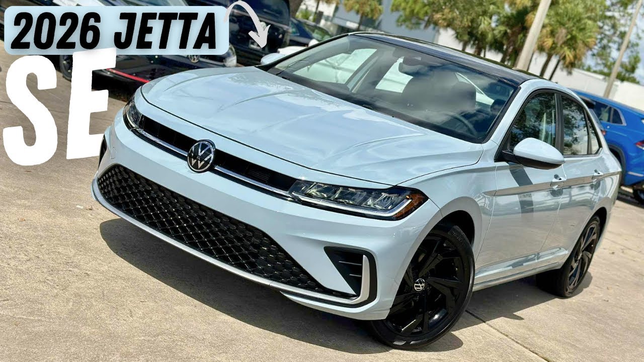 VW Jetta SE 2026 года поражает черным пакетом колесных дисков, серой краской и новым стандартным ...