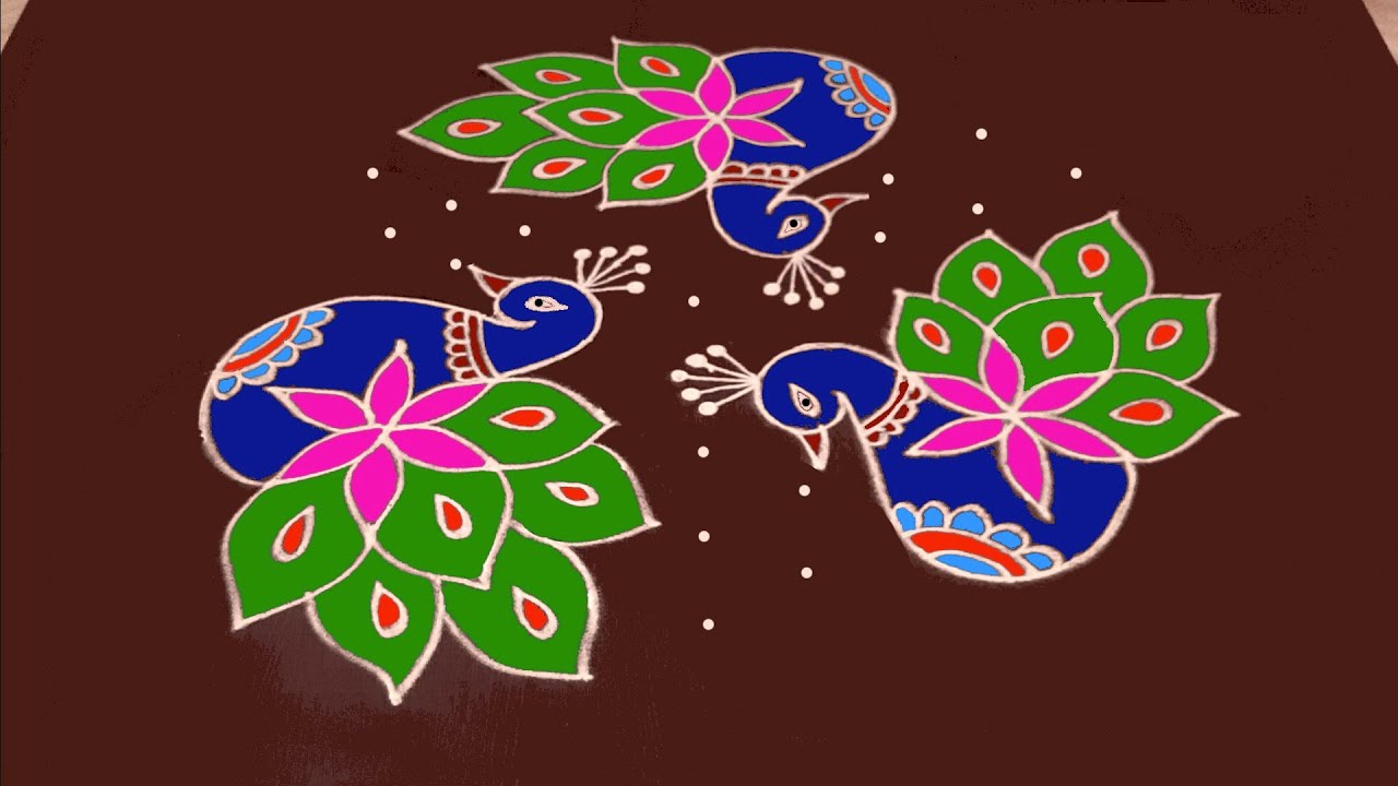 Purattasi masam kolam | Peacock Rangoli with dots | cute kolam | Mayil kolam | Peacock muggulu